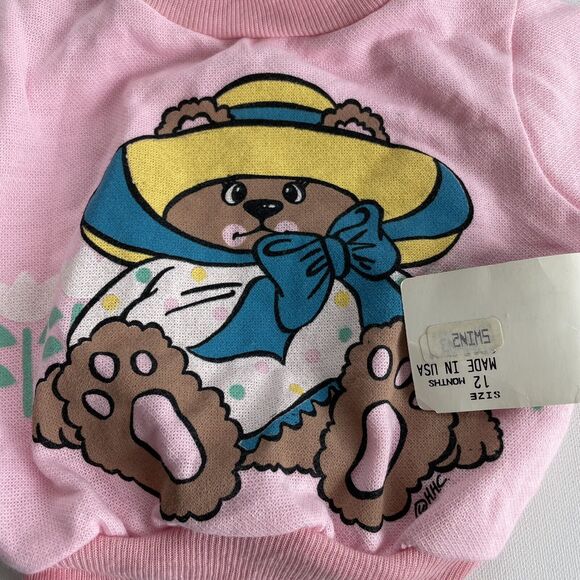Vintage Jog Togs Pink Teddy Bear Sweatshirt Size 12 Months - Picture 3 of 6